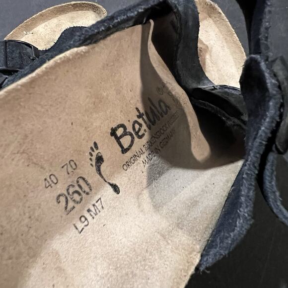 Betula Birkenstock Arizona Mens 7 Narrow Black Suede Leather Strap Sandals main image 7